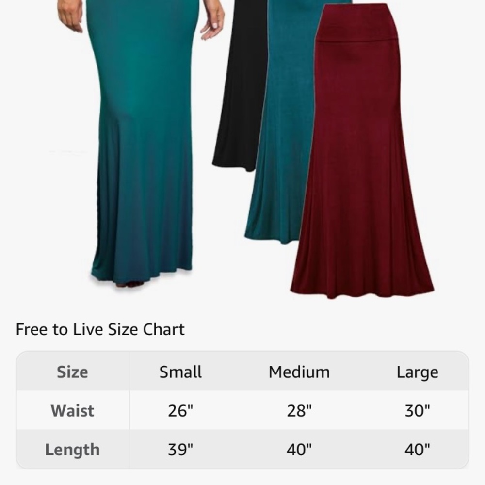 Amazon Free to Live 3 Pack Long Foldable Waist Maxi Skirt Set - Picture 2 of 6